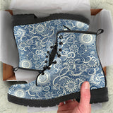 Womens Leather Boots, Zen Boots, Streetwear, Handmade Crafted, Vegan Leather, Paisley, Hippie, Spiritual, Women Girl Gift, Classic Boot