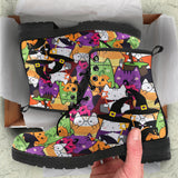 Kawaii Cat Halloween Women's Canvas Boots, Halloween Boots