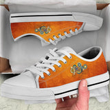 Orange Peace Sign, Womens Leather Boots, Handmade Crafted