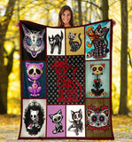 Skull Cat Blanket Cat Kitten Sugar Skull Quilt copy