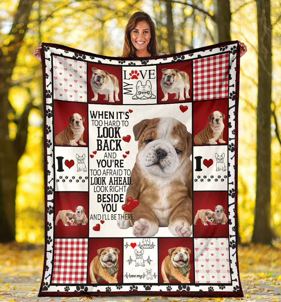 Bull Dog Fleece Throw Blanket Quilt I will always be by your side