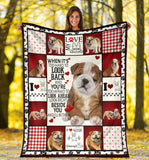 Bull Dog Fleece Throw Blanket Quilt I will always be by your side