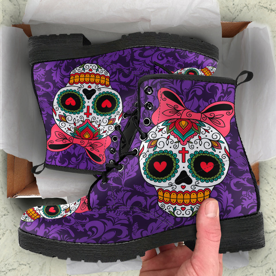 Sugar Skull Design, Womens Leather Boots, Womens Skull boots trai