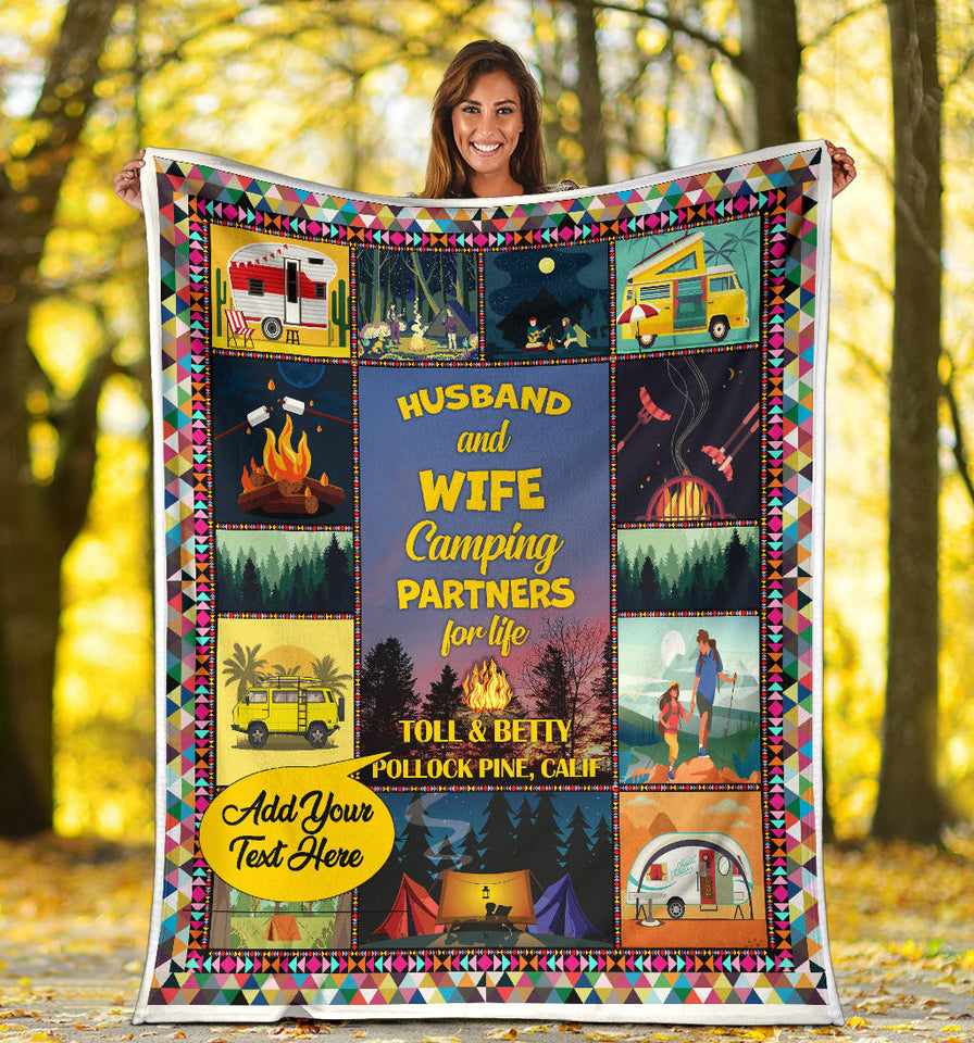 Husband and Wife Camping Partners for Life Quilt