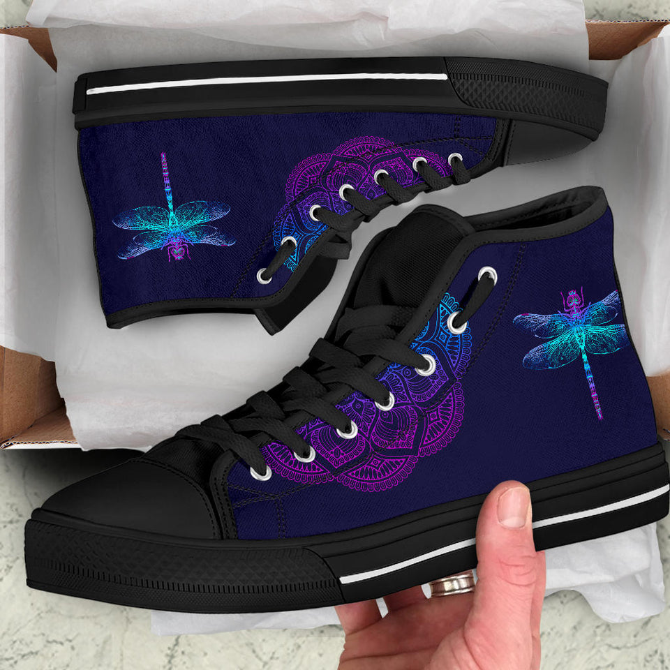 Handcrafted Boot, Dragonfly Mandala high top
