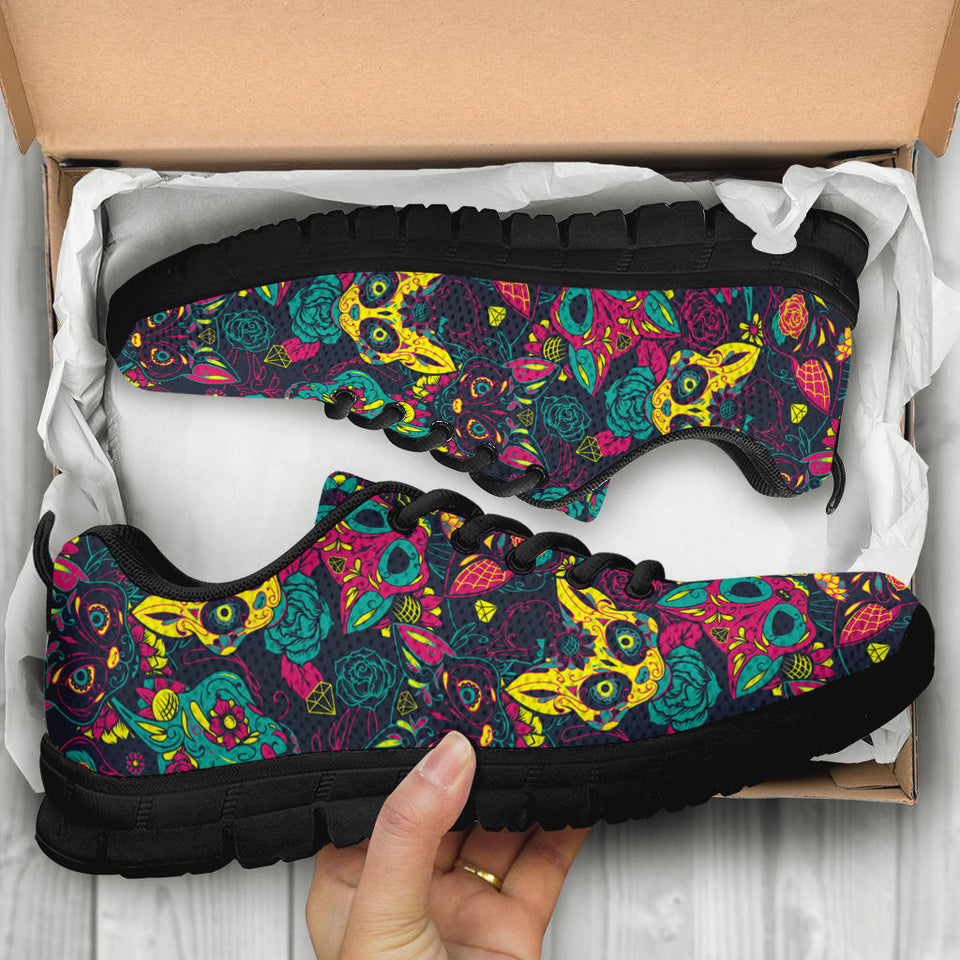 Skull Cat, Leather Shoes, Womens Skull Boots SNEAKERS