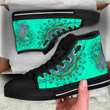 Peacock Mandala, Turquoise Teal Green high top