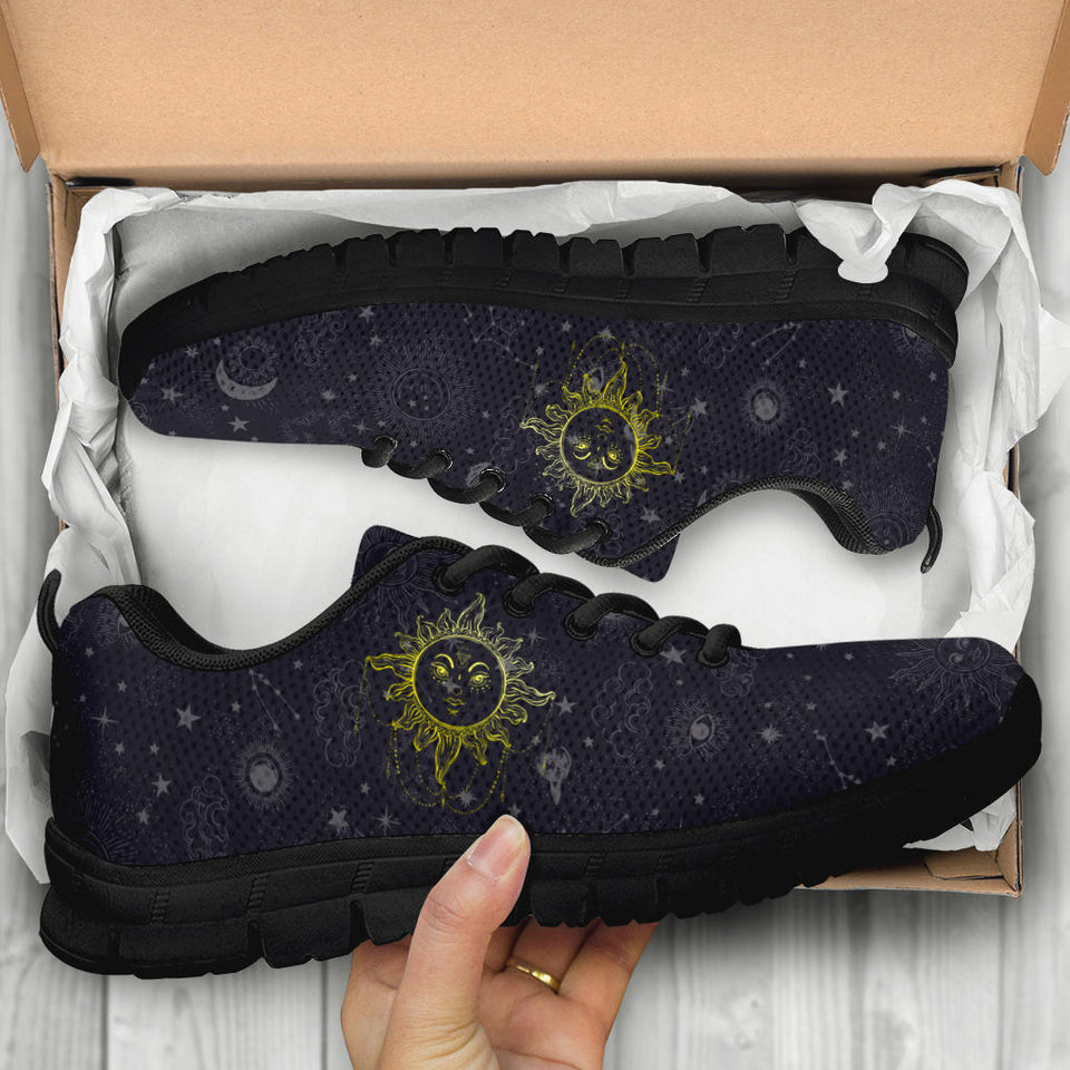 Sun and Moon, Mandala Design, Women's Boots SNEAKERS