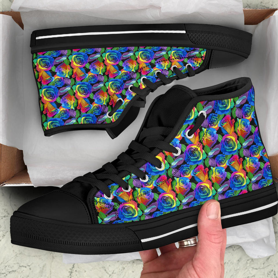Colorful Floral, Womens Leather Boots