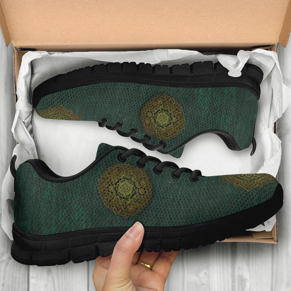 Green Mandala Boots, Leather Boots Women