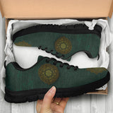 Green Mandala Boots, Leather Boots Women