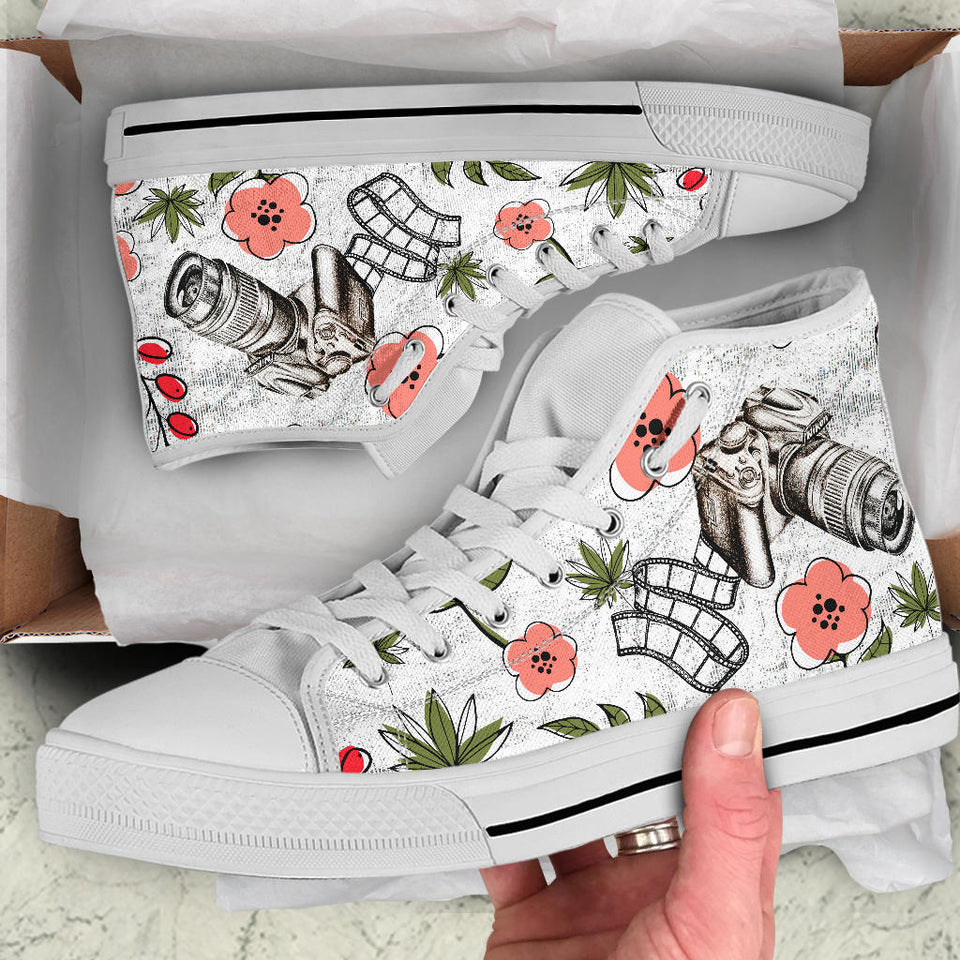 Vintage Floral Camera hand painted shoes