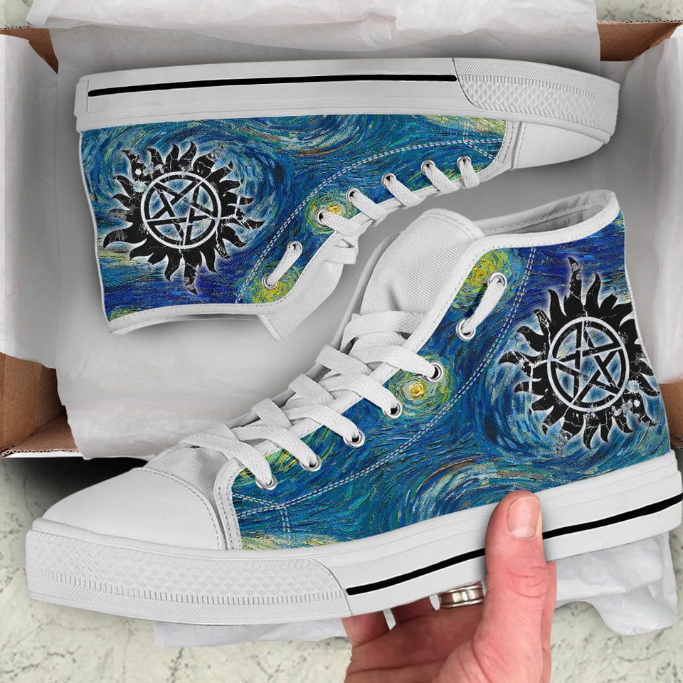 Supernatural Custom Sneakers, Chevrolet Impala Custom Shoes, Hand Painted Shoes, High top