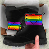 Heart Pride, Vegan Leather, Multi Colored, Hippie, Handmade Boots, Pride Flag