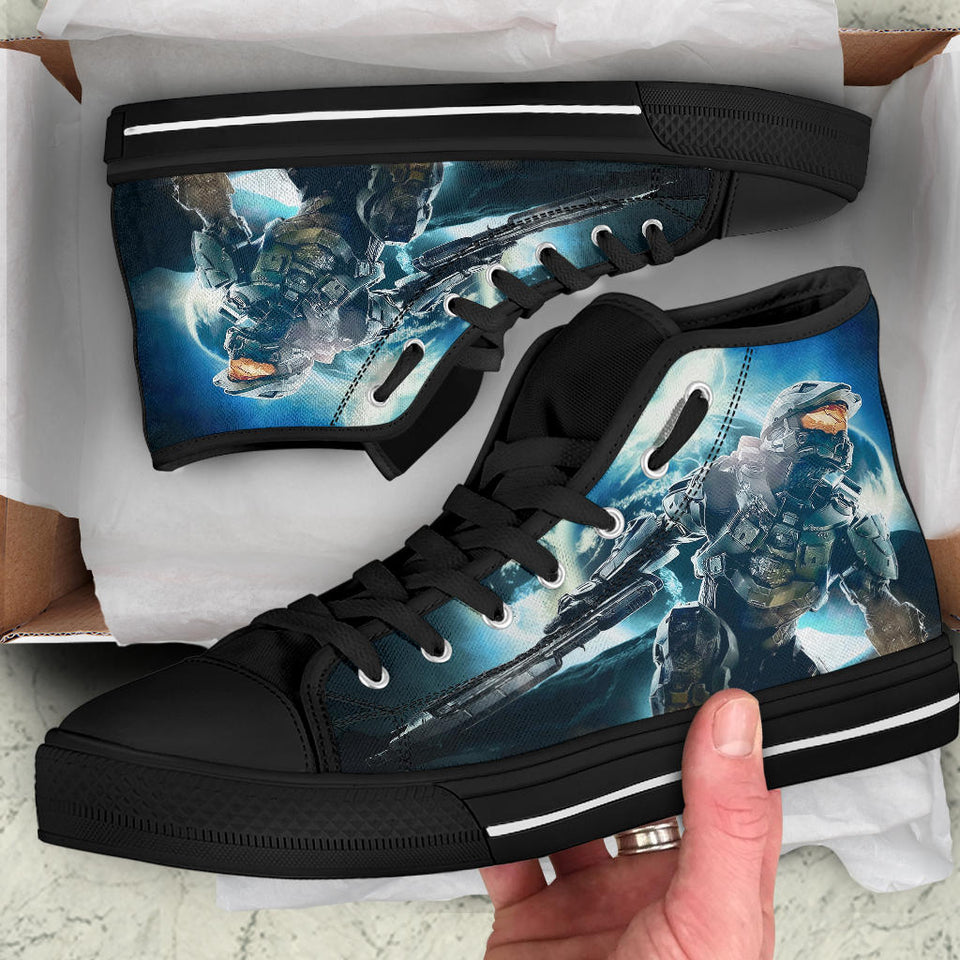 Halo Master Chief High Top Sneaker Master Chief Converse Style Unisex Shoes black