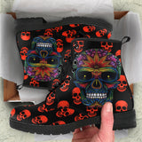 Sugar Skull, Leather boots women, skull boots, Winter Boots, womens rain boots, Hippie Boots, Bohemian boots, Vegan Boots, Ankle Boots