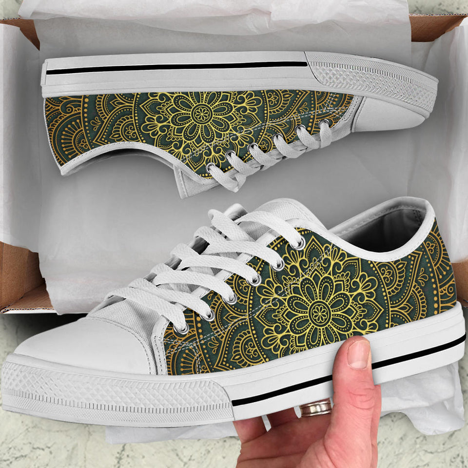Green Mandala Boots, Leather Boots Women