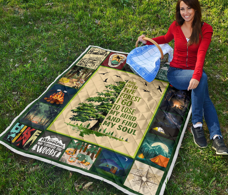 hiking mountain Milestone Blanket, Mountain Blanket - and Into The Forest I Go to Lose My Mind and Find My Soul Blanket