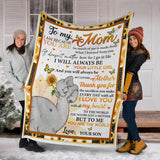 to My Mom I Am Because You are Sunflower Fleece Sherpa Blanket Gift for Mom from Son