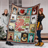 A Girl Who Loves Cats And Coffee Blanket