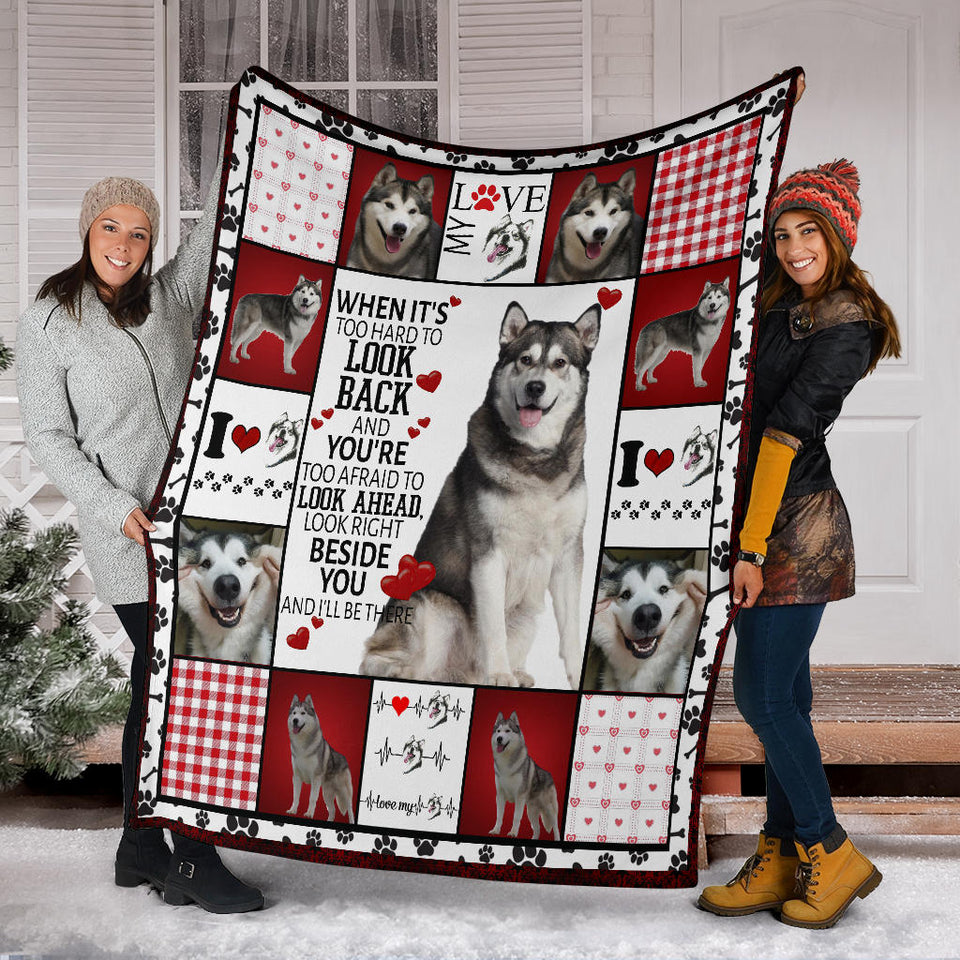 Husky Dog Fleece Throw Blanket Quilt I will always be by your side