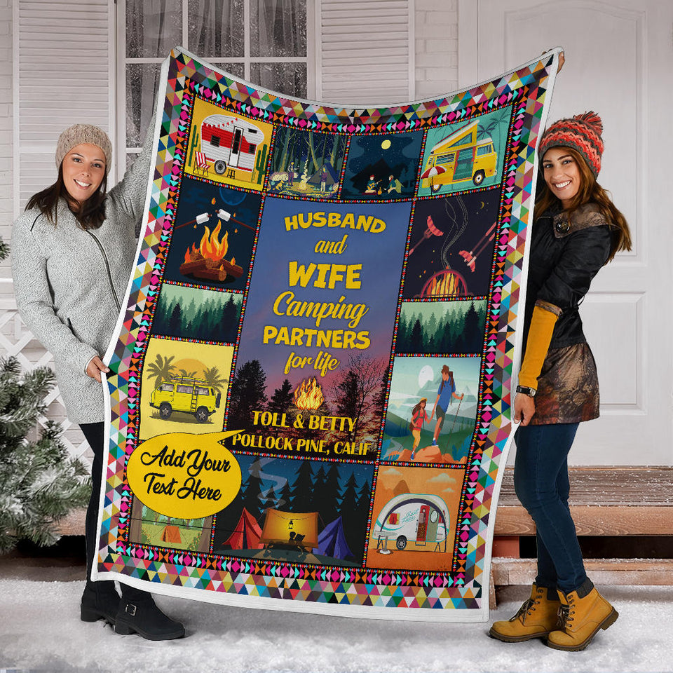 Husband and Wife Camping Partners for Life Quilt
