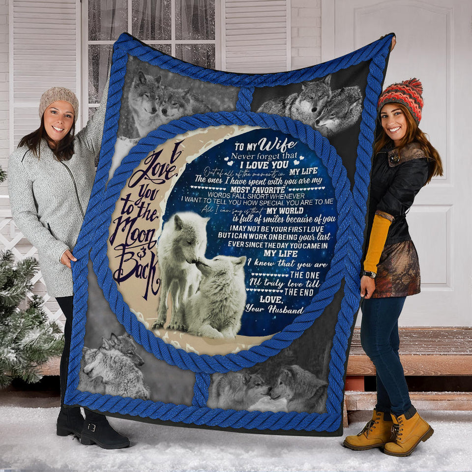 To My Wife I Love You To The Moon And Back Blanket