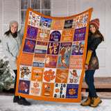 Clemson Tiger Fleece Sherpa Throw Blanket