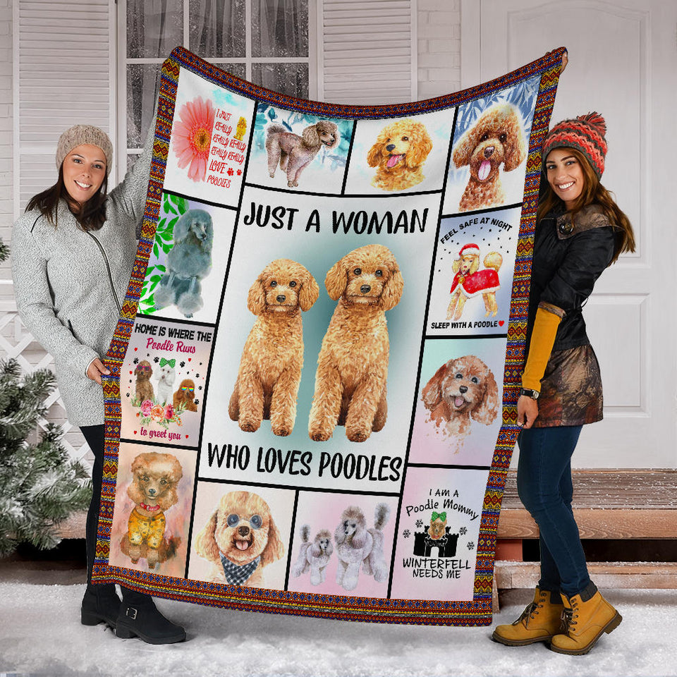 Just A Woman Who Loves Poodles Blanket