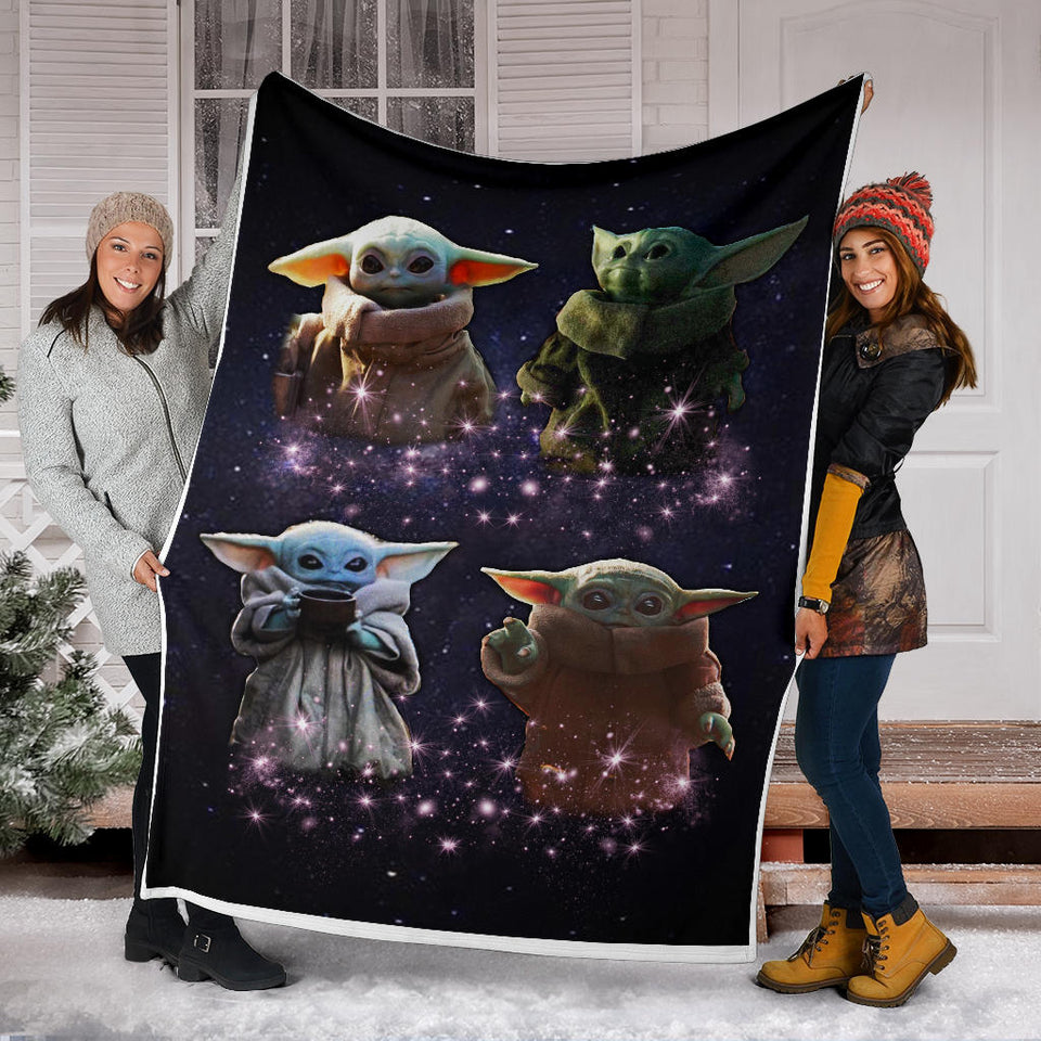 Baby Yoda Blanket, Star Wars Blanket - Cozy Plush Fleece, Sherpa Blanket (White) - PL