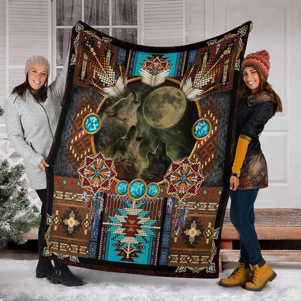 Wolf Native American Blanket