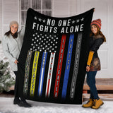 No One Fights Alone First Responders Thin Line American Flag