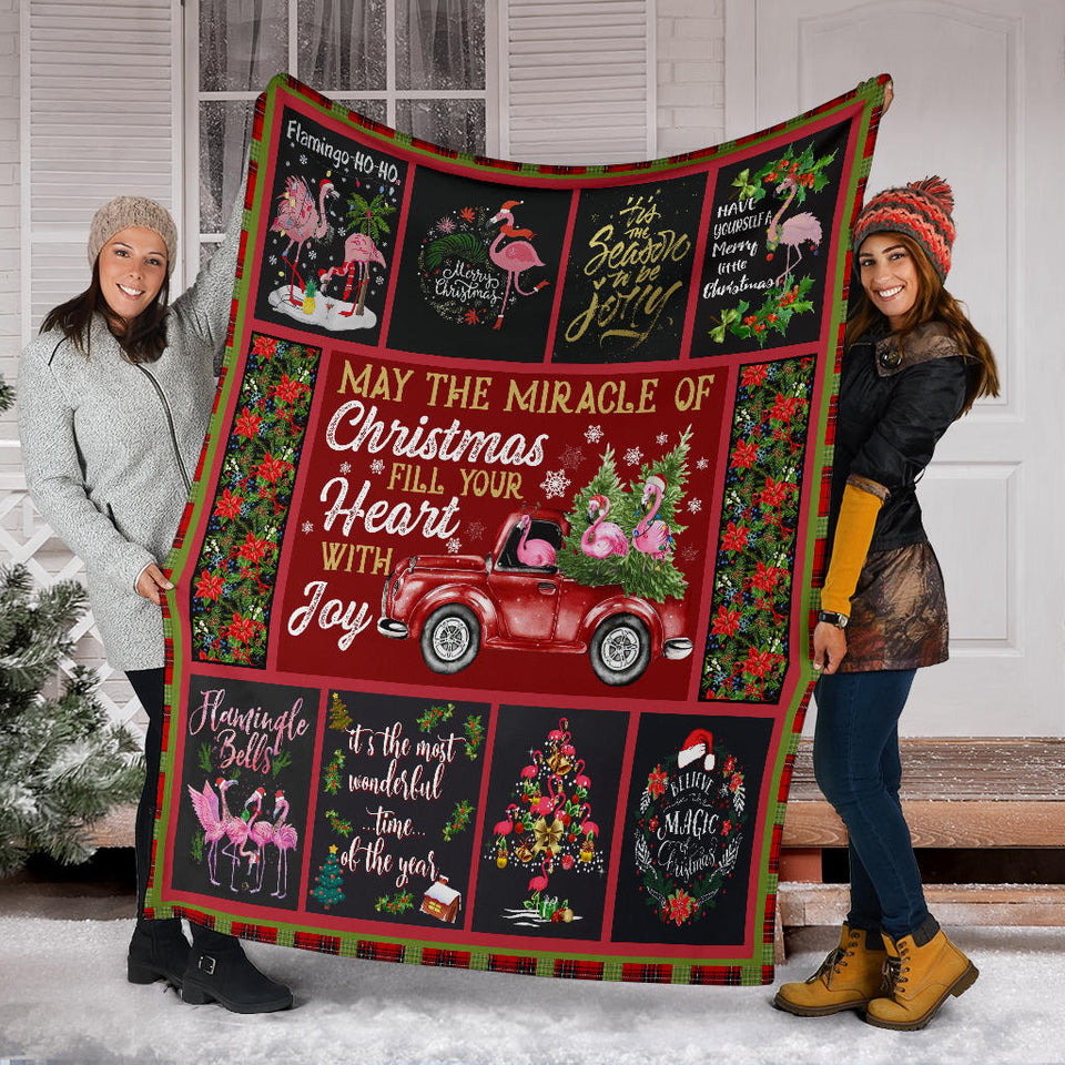Merry Christmas Flamingo Blanket