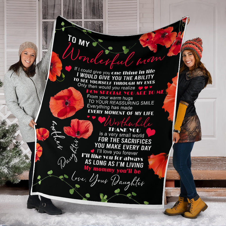 to My Wonderful MOM Blanket, to My Mom Blanket, to My Wonderful MOM How Special You are to ME 3D Pattern Custom Fleece Photo Blanket Fan Gift for Mom Mother - PL