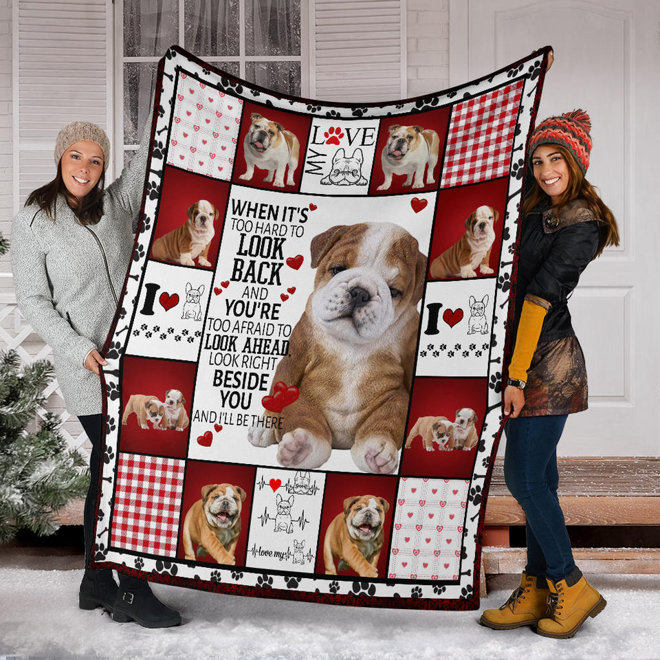 Bull Dog Fleece Throw Blanket Quilt I will always be by your side