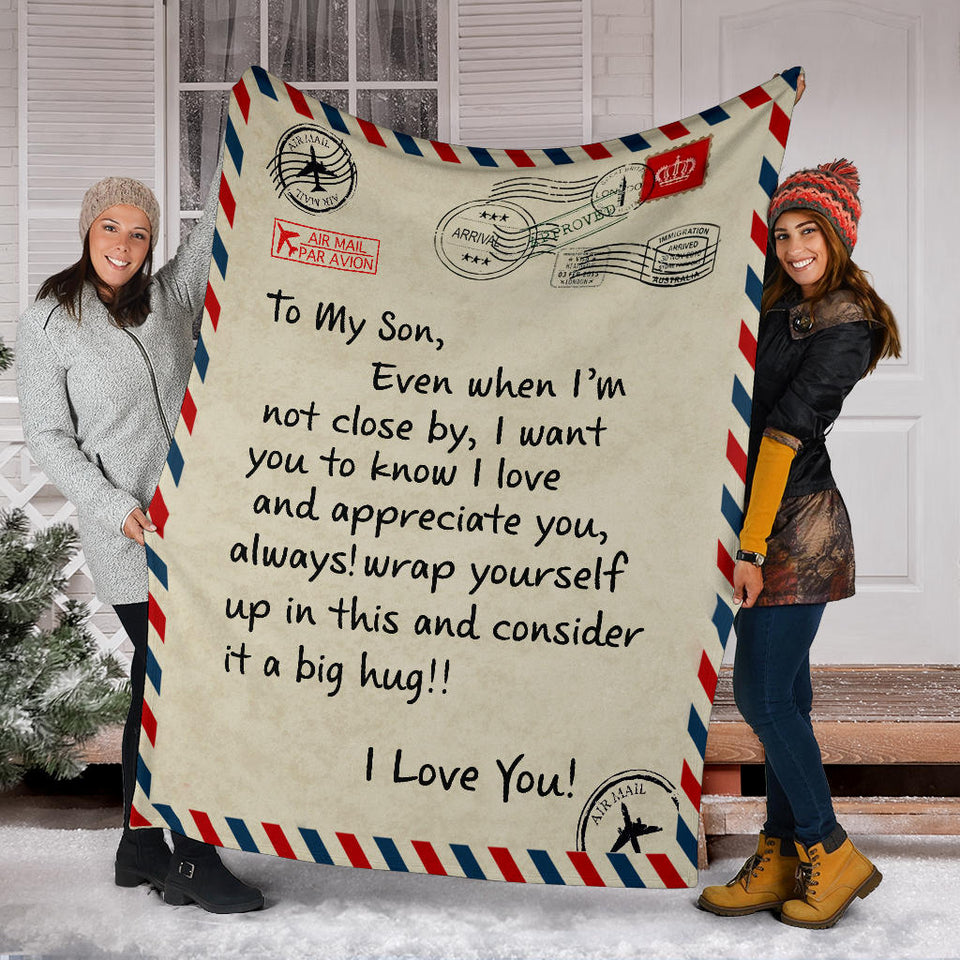 To My Son I Love You Letter Blanket