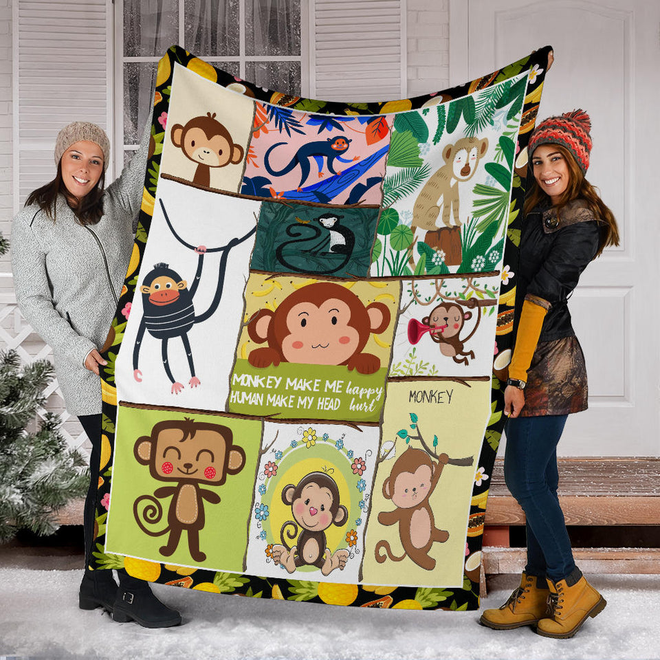 Monkey Make Me Happy Blanket
