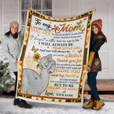 to My Mom I Am Because You are Sunflower Fleece Sherpa Blanket Gift for Mom from Daughter name