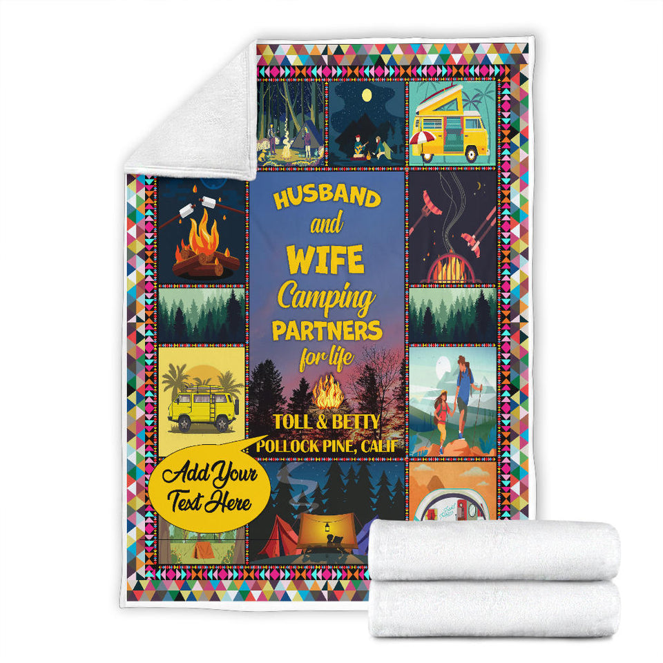 Husband and Wife Camping Partners for Life Quilt