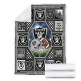 Oakland Raiders Quilt Blanket Fleece Sherpa Throw Blanket