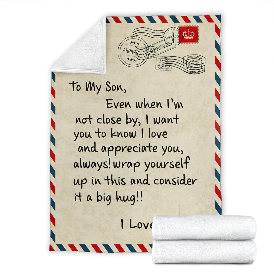 To My Son I Love You Letter Blanket