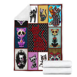 Skull Cat Blanket Cat Kitten Sugar Skull Quilt copy