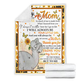 to My Mom I Am Because You are Sunflower Fleece Sherpa Blanket Gift for Mom from Daughter name