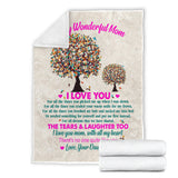 to My Wonderful MOM I Love You 3D Pattern Custom Fleece Photo Blanket Fan Gift for Mom Mother