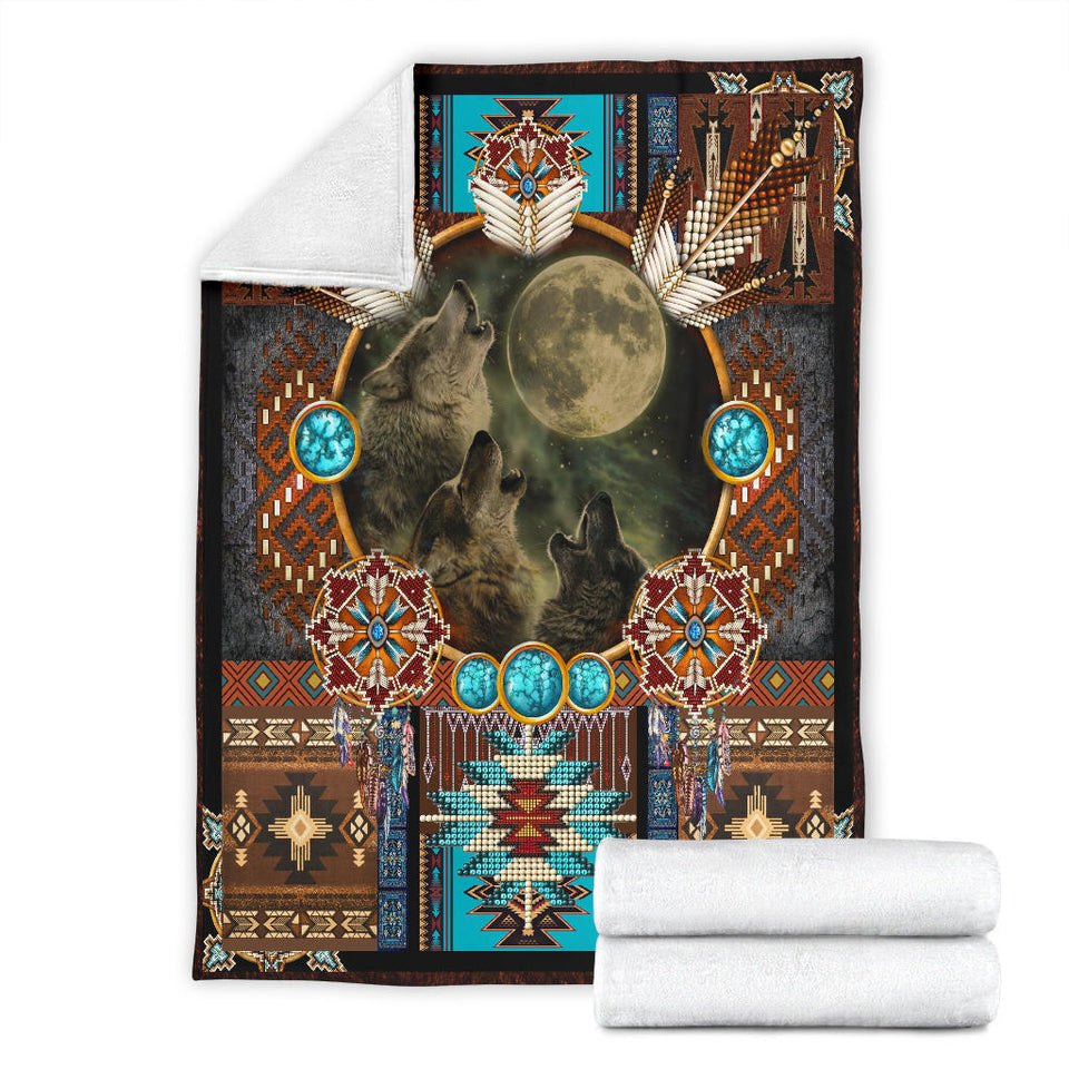 Wolf Native American Blanket