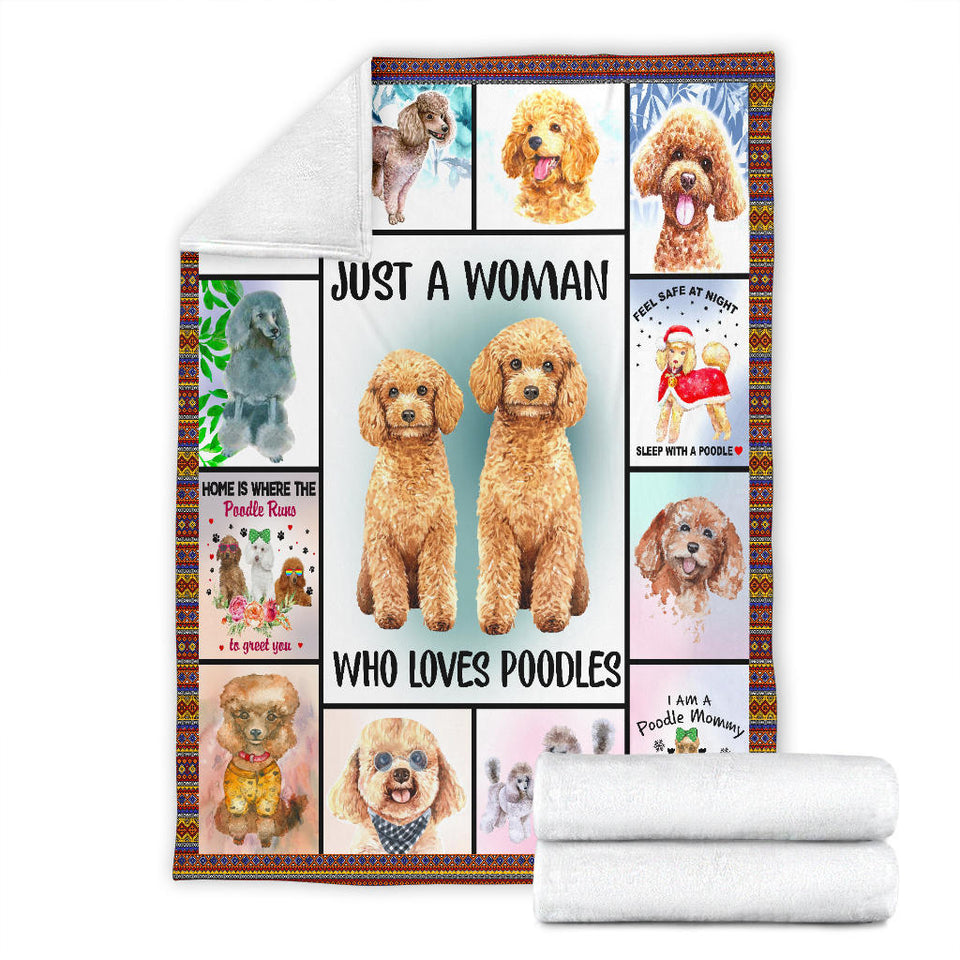 Just A Woman Who Loves Poodles Blanket