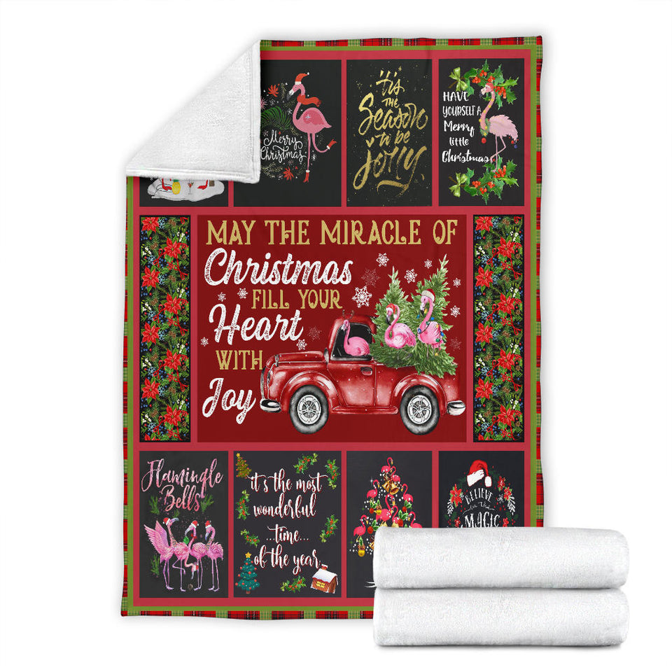 Merry Christmas Flamingo Blanket