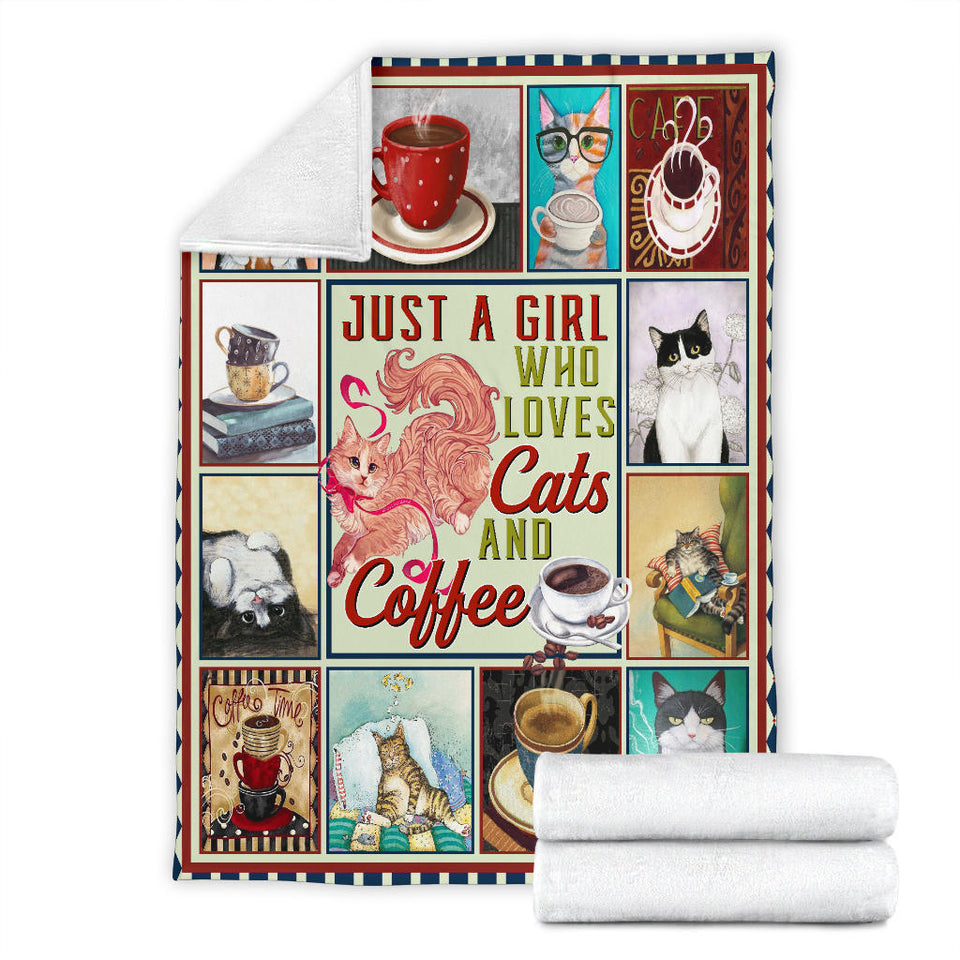 A Girl Who Loves Cats And Coffee Blanket