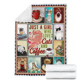 A Girl Who Loves Cats And Coffee Blanket