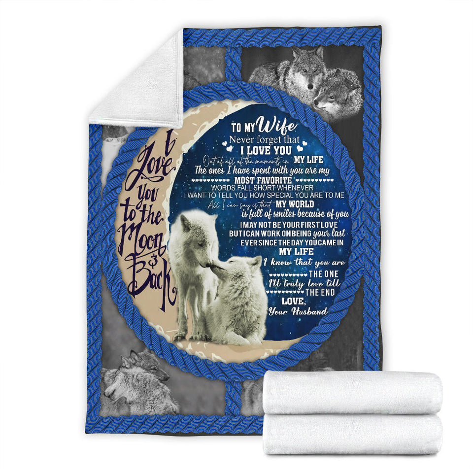 To My Wife I Love You To The Moon And Back Blanket